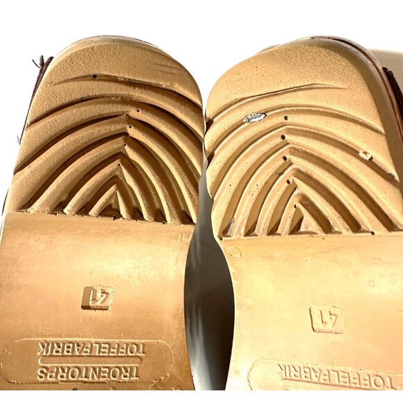 Troentorp Swedish Clogs Brown Leather Lace-Up Size 41 Wooden Sole Handmade Shoes - Picture 14 of 16